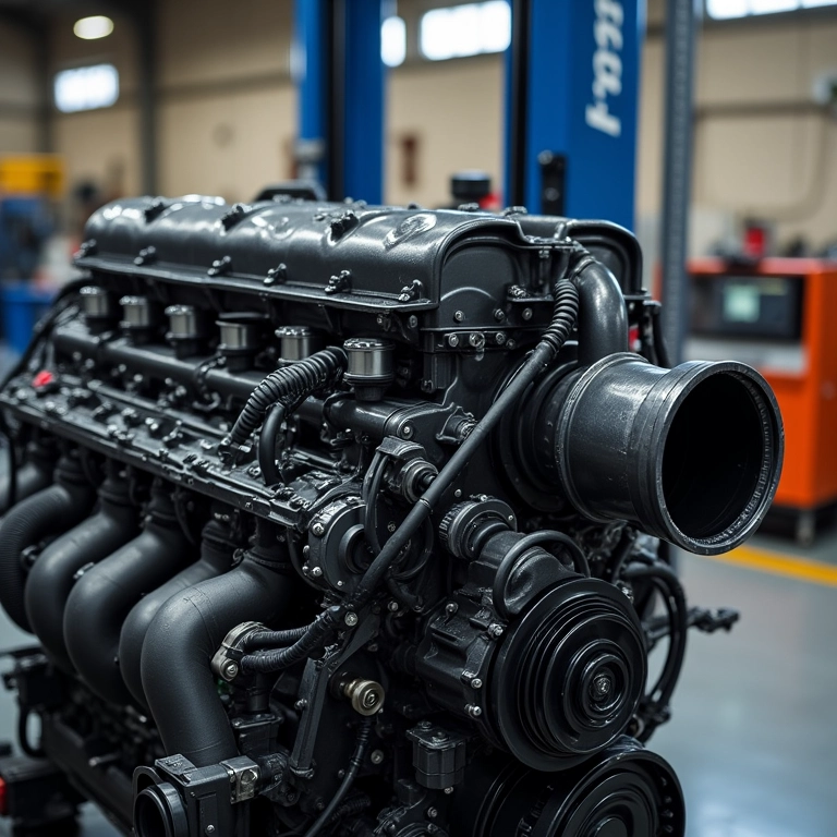 Motor de um 4x4 com snorkel conectado.