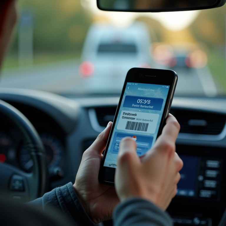 Motorista consulta placa do carro online.