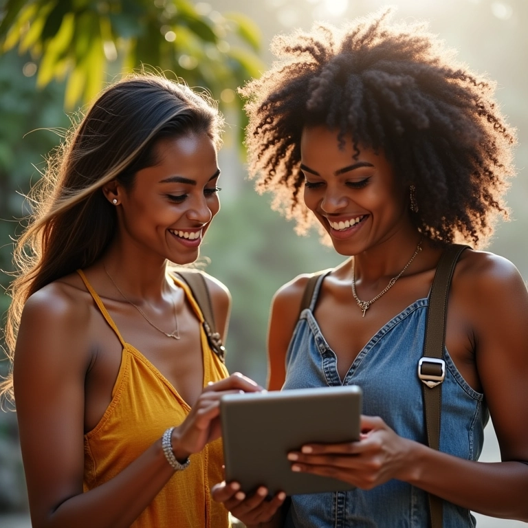 Mulheres escolhendo a época ideal para viajar.