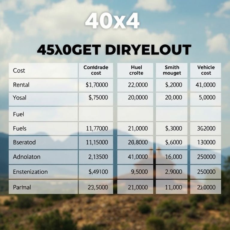 Orçamento detalhado para aventura 4x4.