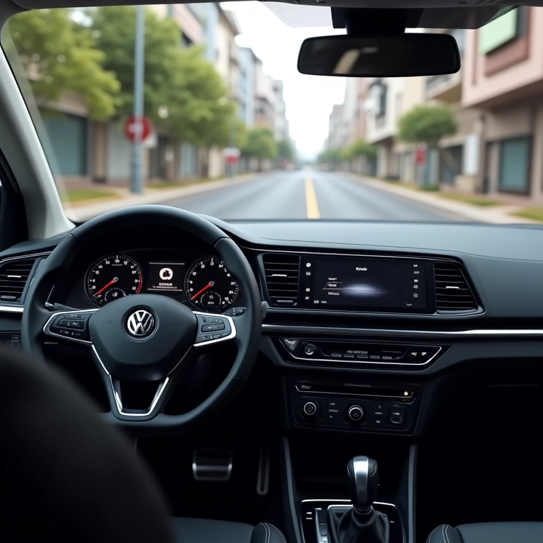 Painel de um VW Gol G6 com tecnologia moderna.