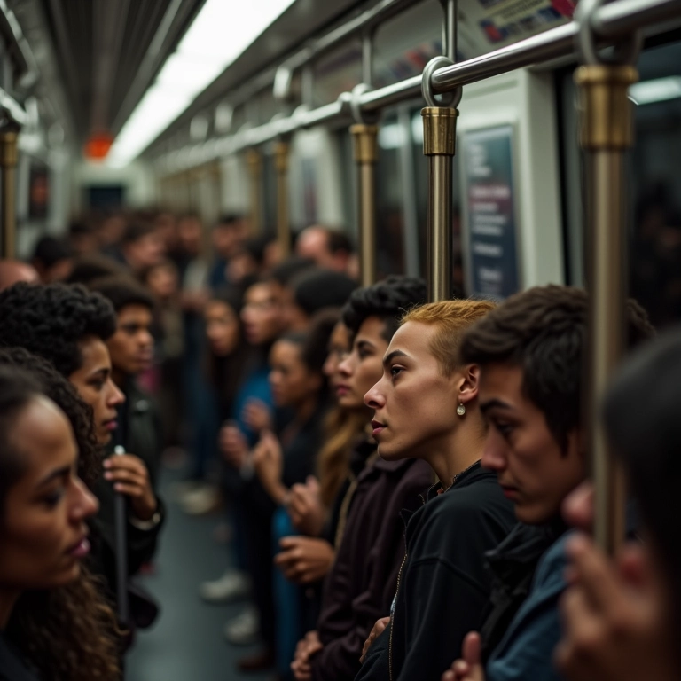 Passageiros utilizando o transporte público em SP.