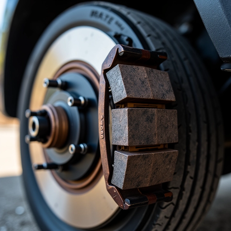 Pastilhas e rotores de freio de um 4x4.