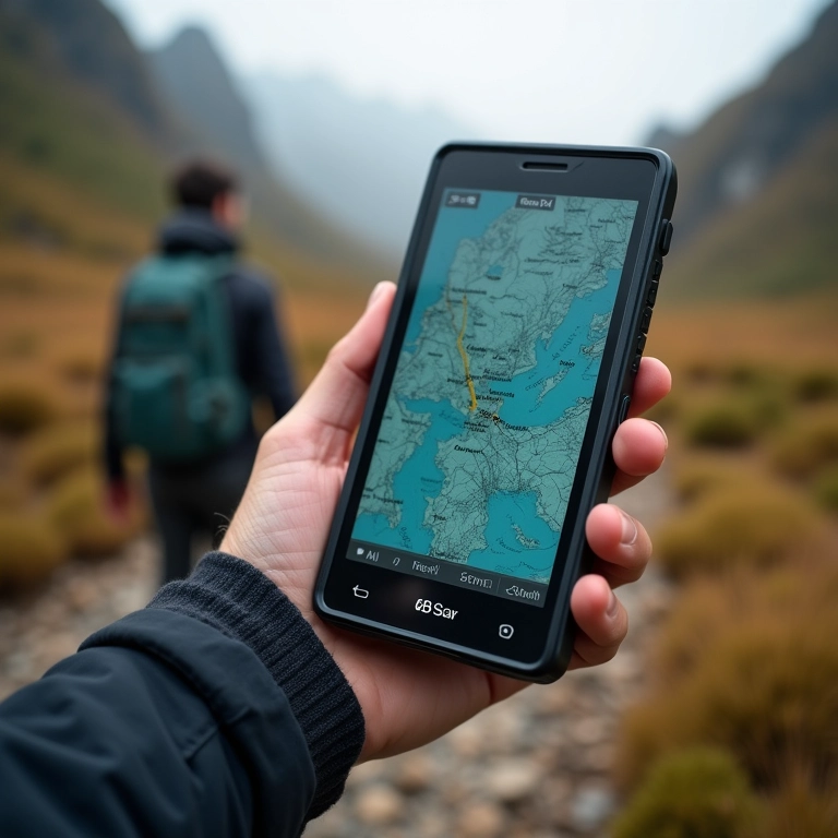 Pessoa segurando TwoNav Horizon com tela gigante.