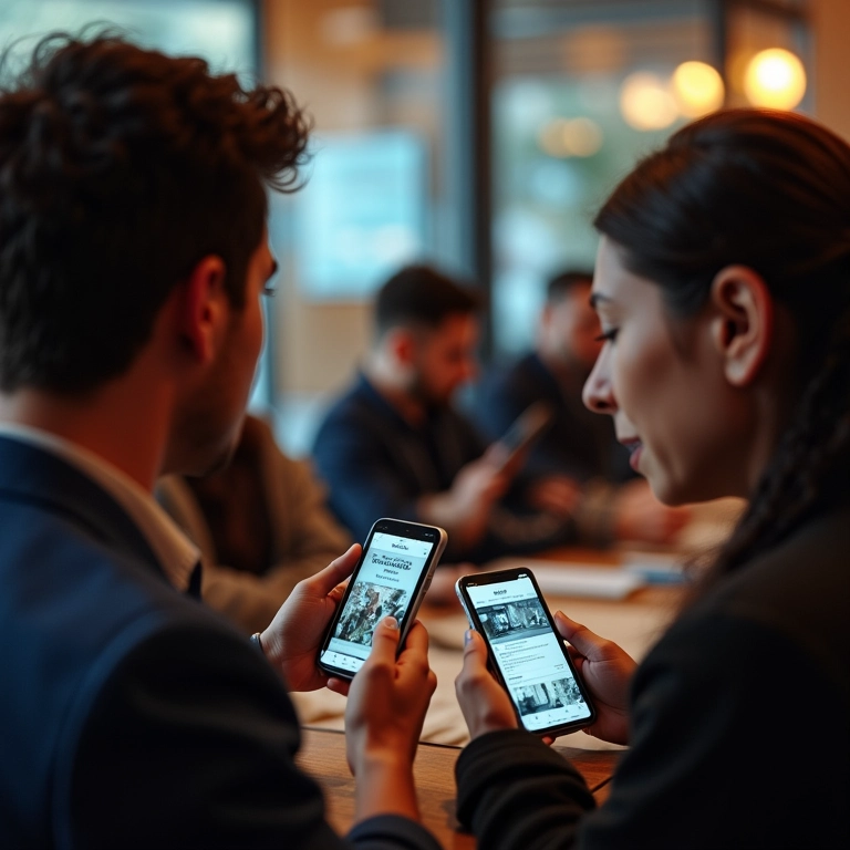 Pessoas acessando conteúdo exclusivo em seus dispositivos.