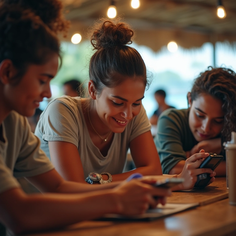 Pessoas de diferentes etnias usando a internet Oi Móvel em smartphones em diversos locais.