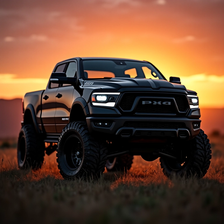 Pickup truck com visual agressivo após a instalação do kit lift.