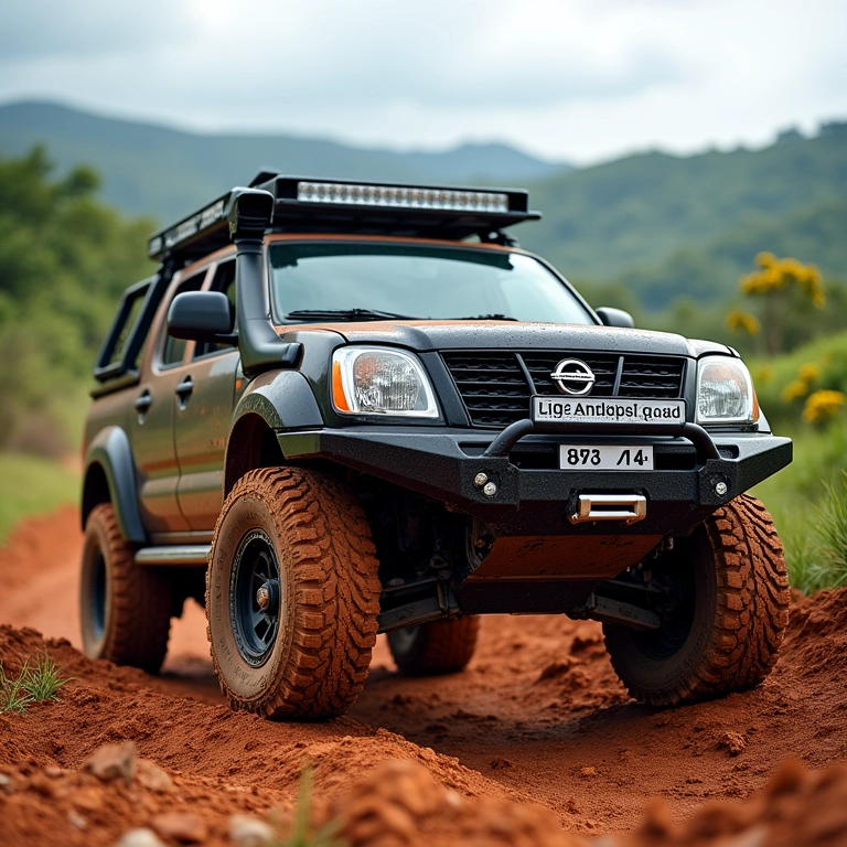 Pneu Dunlop Grandtrek AT3 em 4x4 enfrentando trilha de lama.