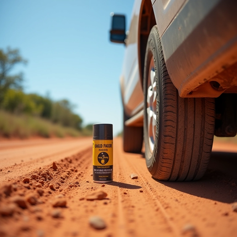 Pneu furado em estrada brasileira com spray reparador.