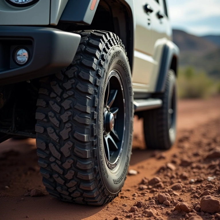 Pneus BFGoodrich em veículo 4x4 em terreno acidentado.