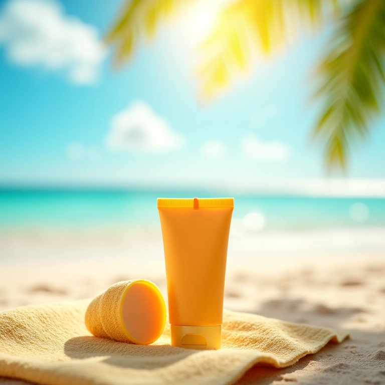 Protetor solar e labial em dia de sol.