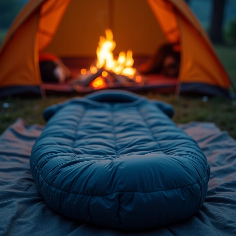 Saco de dormir confortável em noite de acampamento.