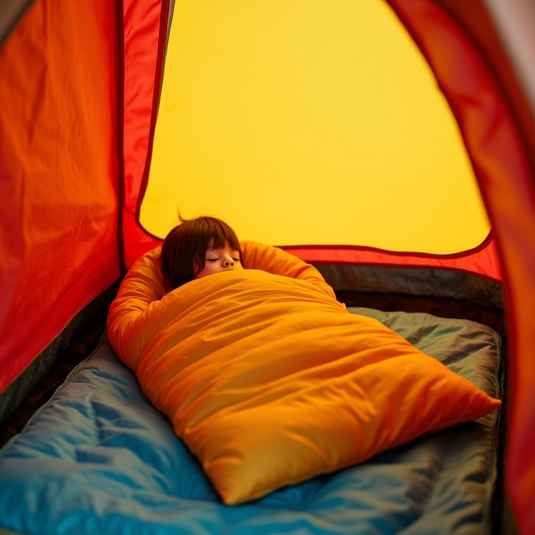 Saco de dormir infantil colorido e seguro.
