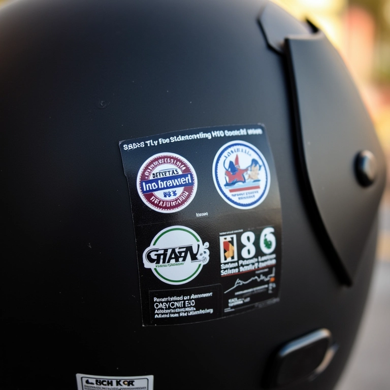 Selo de certificação de segurança em um capacete.