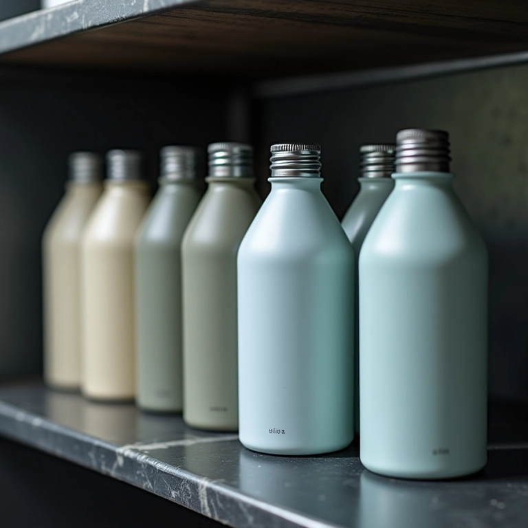 Shampoo automotivo neutro e cera protetora em uma prateleira.