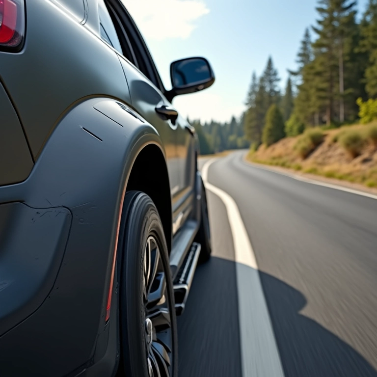 SUV dirigindo no asfalto com pneus Dunlop Grandtrek AT3.