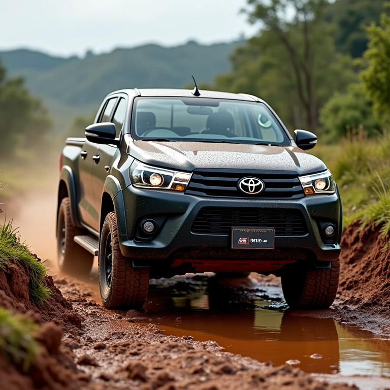 Toyota Hilux com pneus BFGoodrich All-Terrain T/A KO2 na lama.