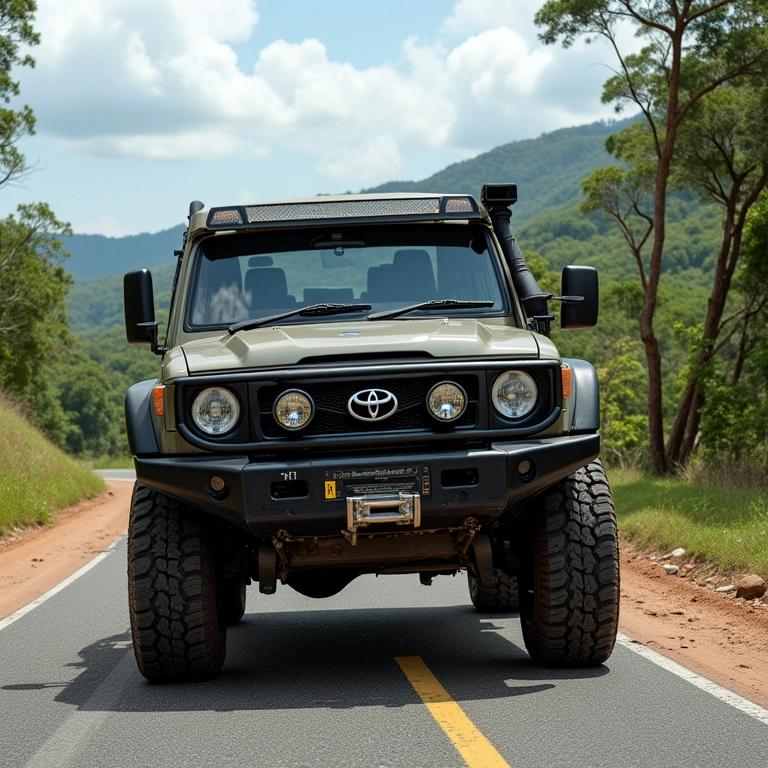 Toyota SW4 2024 dirigindo em estrada brasileira com diferentes modelos de pneus.