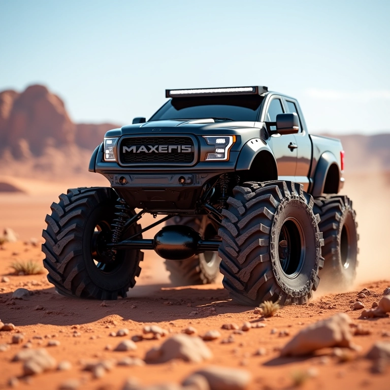 Troller T4 com pneus Maxxis Razr AT811 em paisagem desértica.