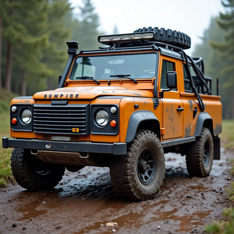 Um 4x4 resistente estacionado após uma viagem, mostrando sua durabilidade.