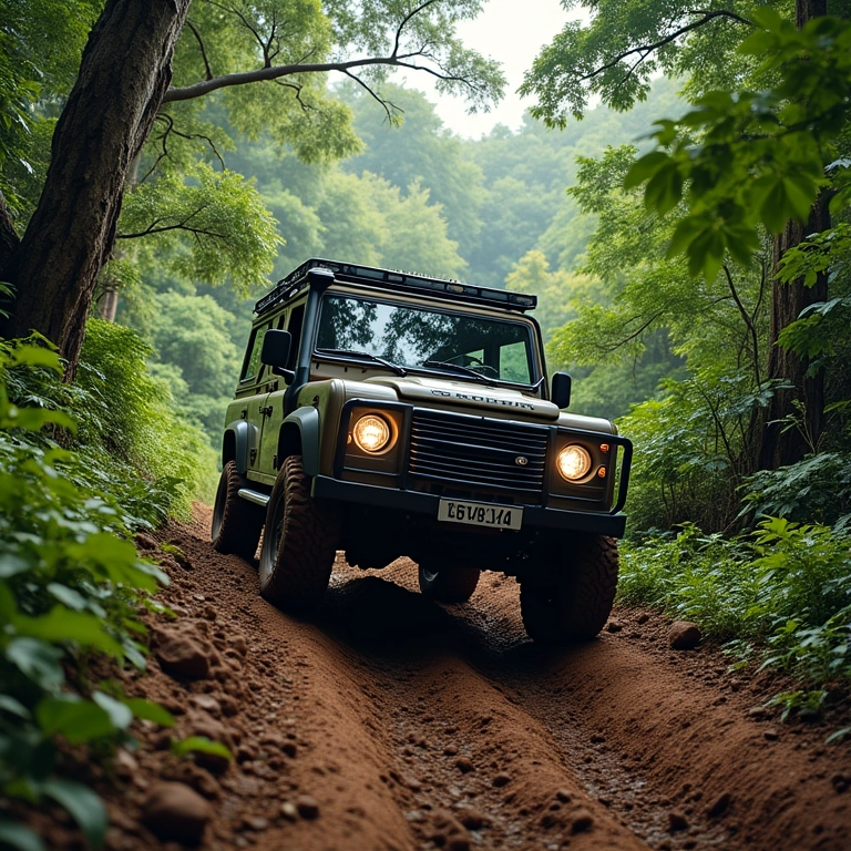 Um 4x4 robusto navegando por terreno acidentado no Brasil, representando a aventura e capacidade.