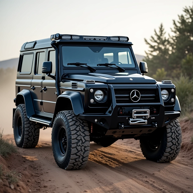 Veículo 4x4 equipado com sistema de som de alta qualidade e projetor externo.