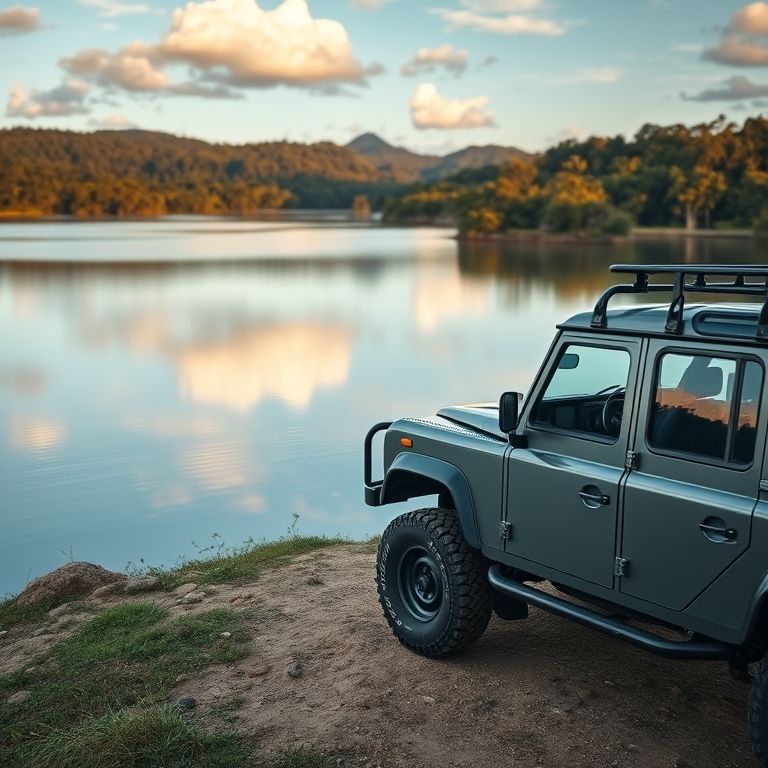 Veículo 4x4 estacionado na Represa de Taiaçupeba em Mogi das Cruzes.