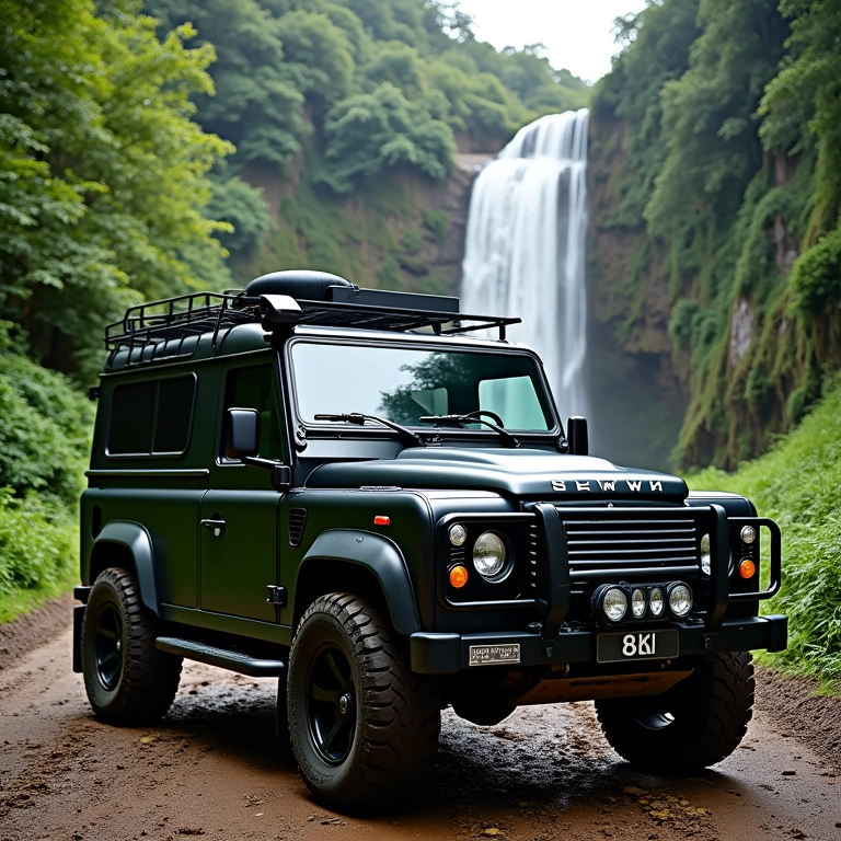 Veículo 4x4 estacionado próximo à Cachoeira do Galo em Domingos Martins.