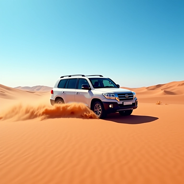 Veículo 4x4 explorando as paisagens surreais do Deserto do Atacama.