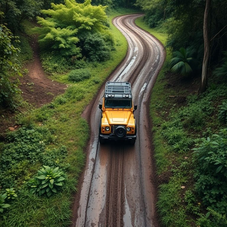 Veículo 4x4 percorrendo a Trilha do Sertãozinho em Mogi das Cruzes.