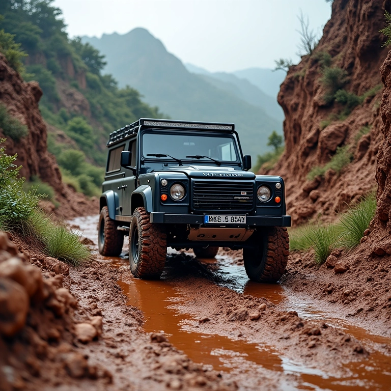 Veículo 4x4 superando obstáculo na Trilha da Pedra do Segredo.