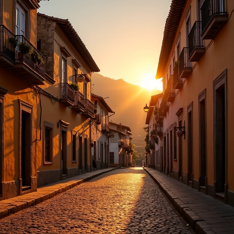 Vista do pôr do sol em Ouro Preto, MG.