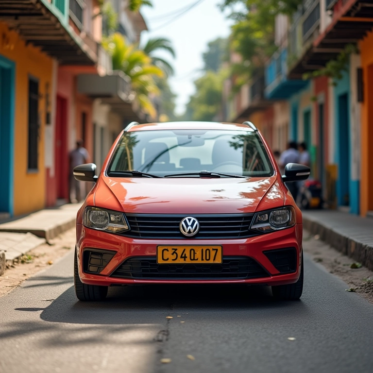 Volkswagen Gol usado estacionado em rua brasileira ensolarada.