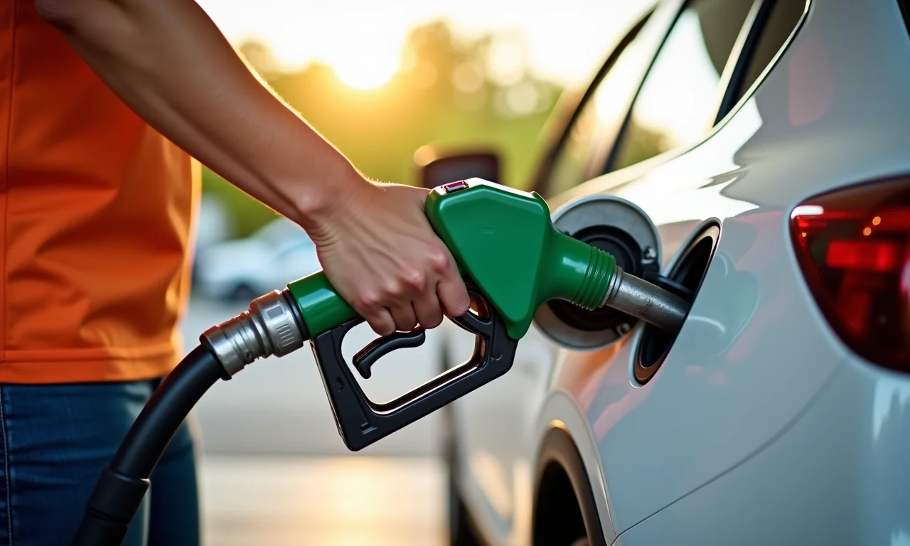 Abastecimento do tanquinho com gasolina aditivada em um posto de gasolina.