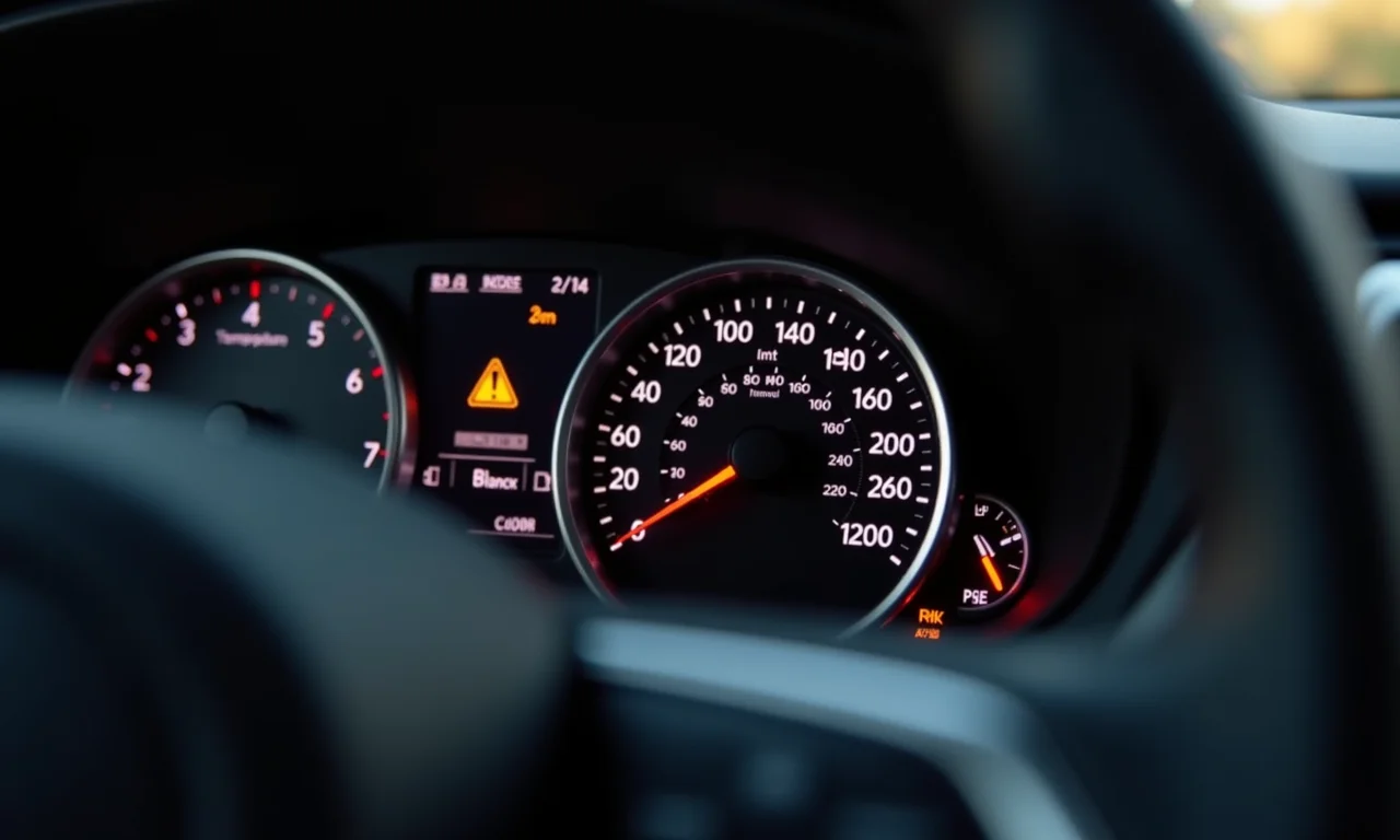 Alerta de superaquecimento do câmbio em painel de veículo 4x4.