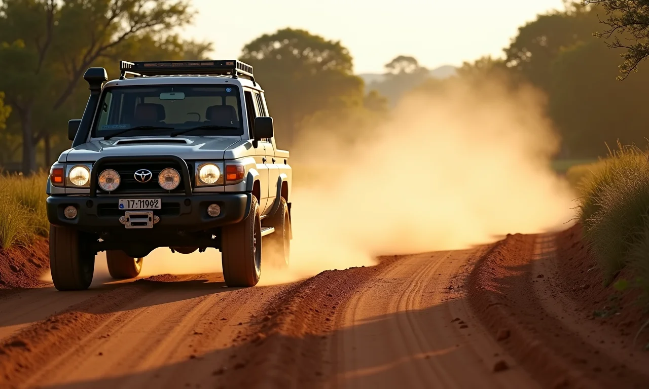 Aventura off-road em Ripi com um 4x4 em estrada de cascalho.