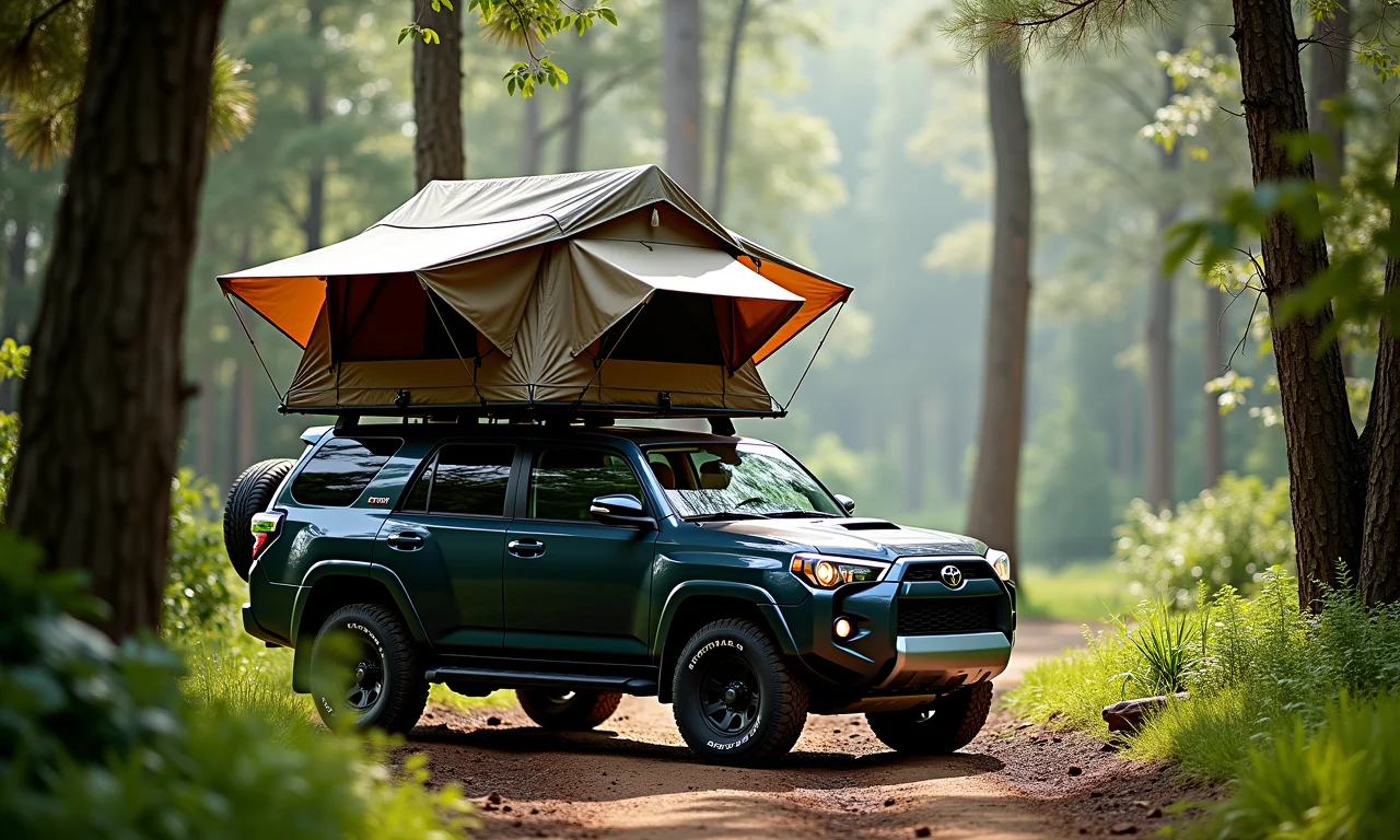 Barraca de teto Nautika Falcon montada em veículo 4x4 na natureza.