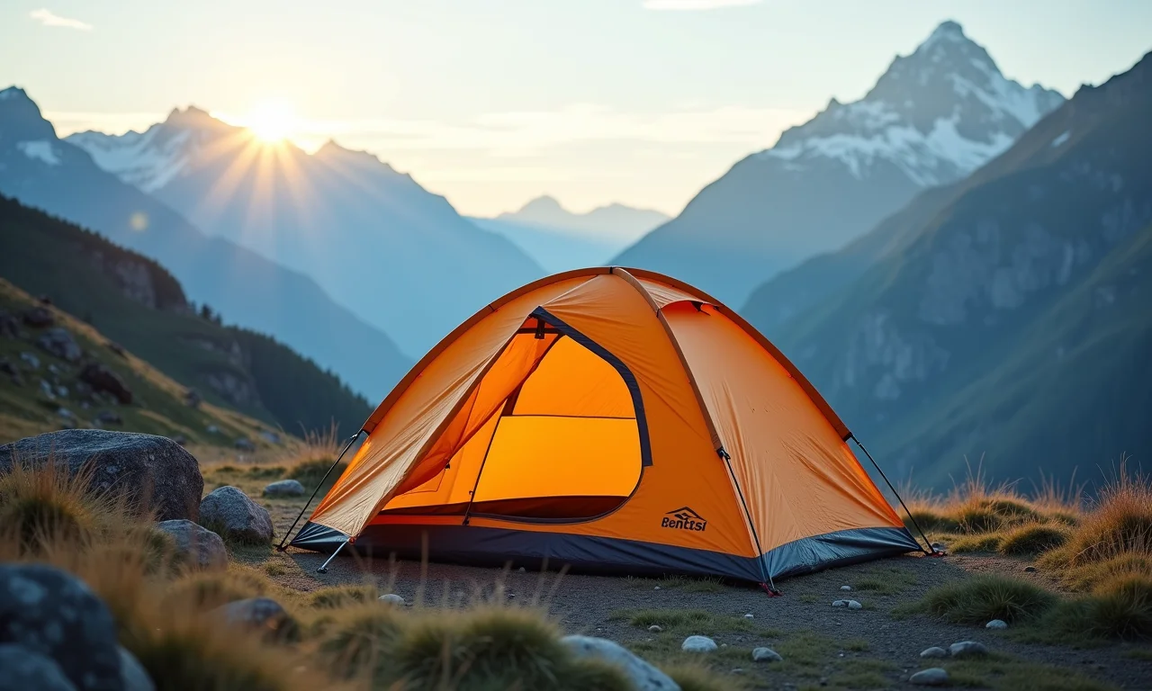 Barraca resistente ao vento forte na montanha.