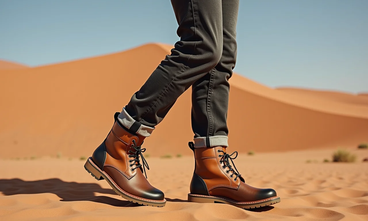 Bota Macboot Desert com visual casual em ambiente desértico brasileiro.