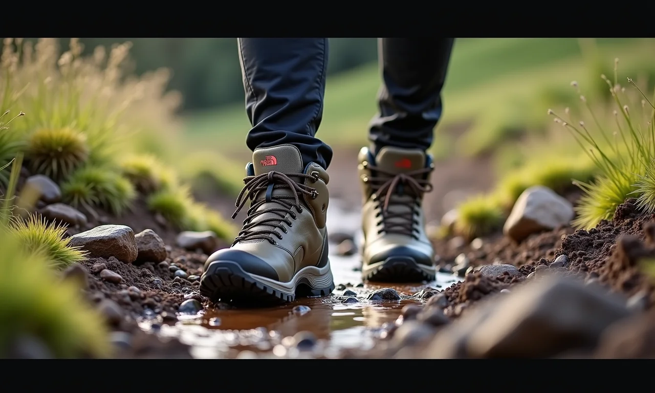 Bota North Face Hedgehog Hike II Mid Waterproof em diferentes terrenos.