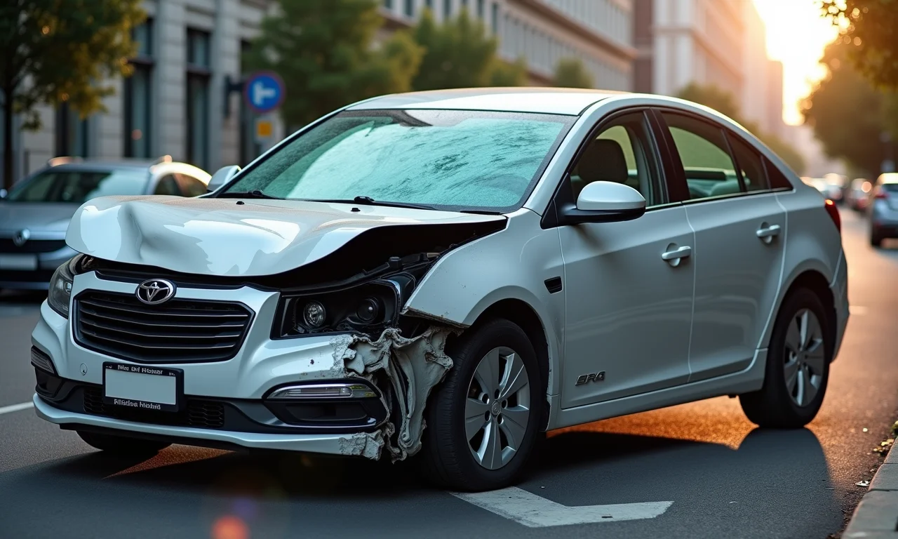 Carro danificado após colisão grave.