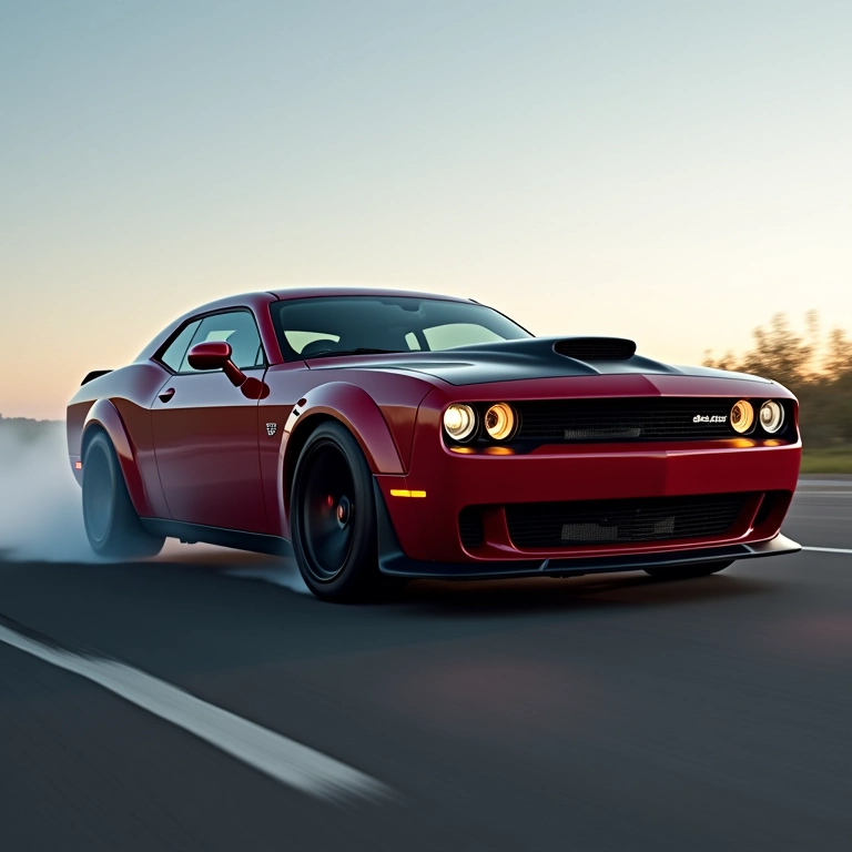 Carro esportivo acelerando com compressor mecânico, demonstrando sua potência.