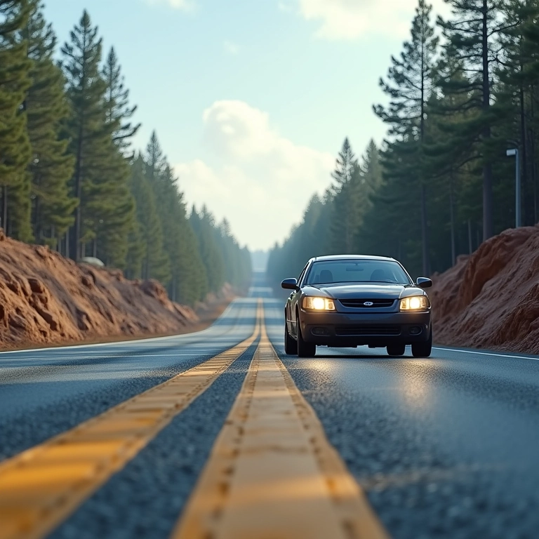 Carro navegando em uma zona de construção com o assistente de faixa adaptando-se.