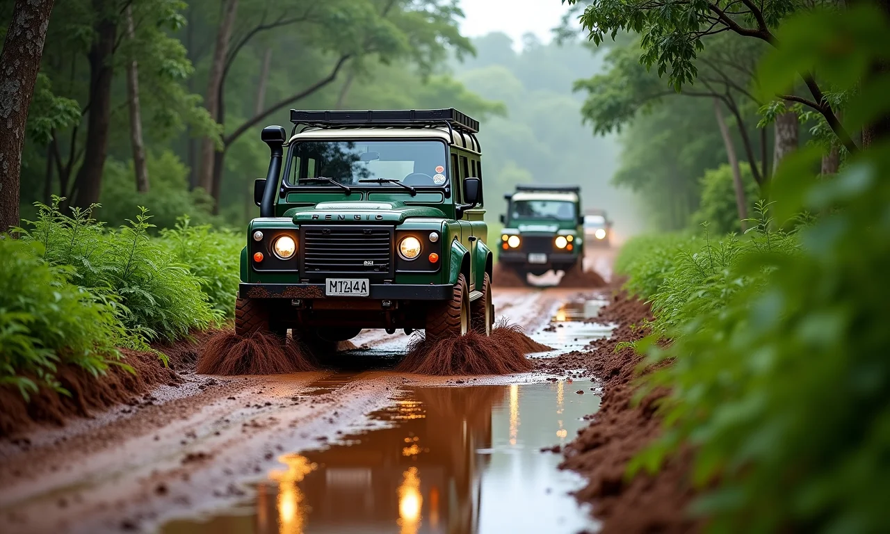 Comboio de veículos 4x4 trilhando em Itapetininga, SP.