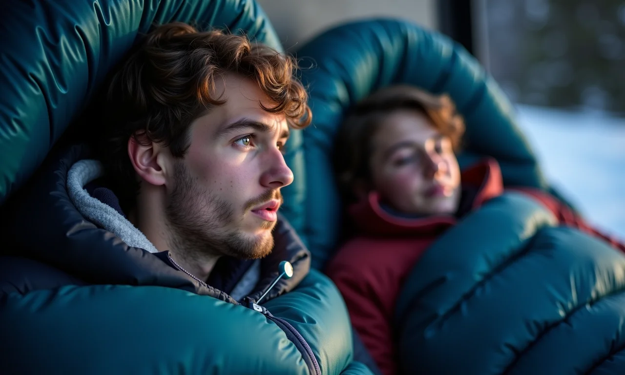 Comparação entre temperatura de conforto e temperatura limite em sacos de dormir para frio.