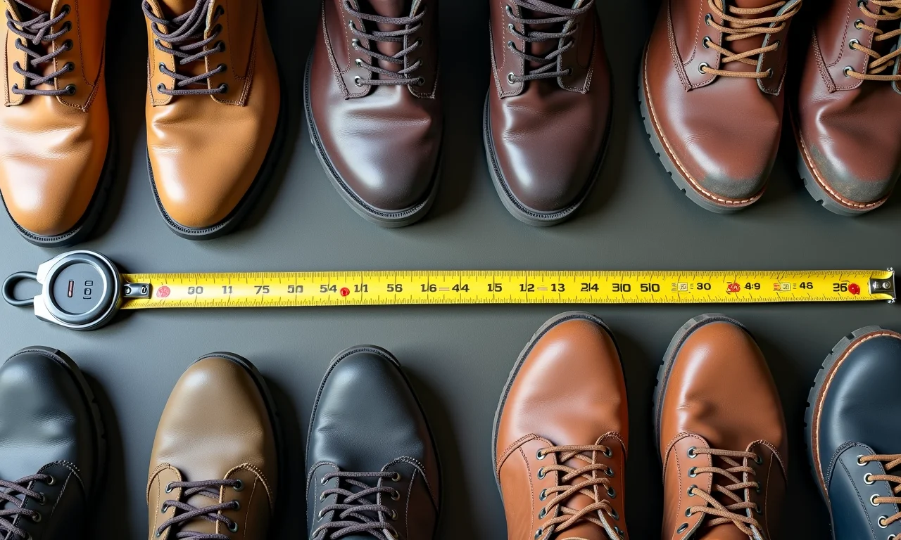 Comparativo de botas de trilha e instrumentos de medição.