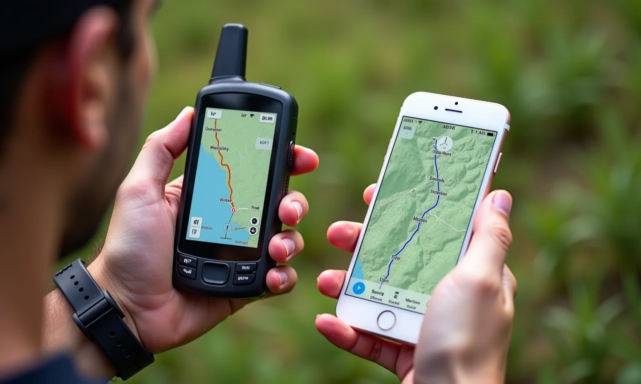 Comparativo GPS dedicado e app de celular para trilha.