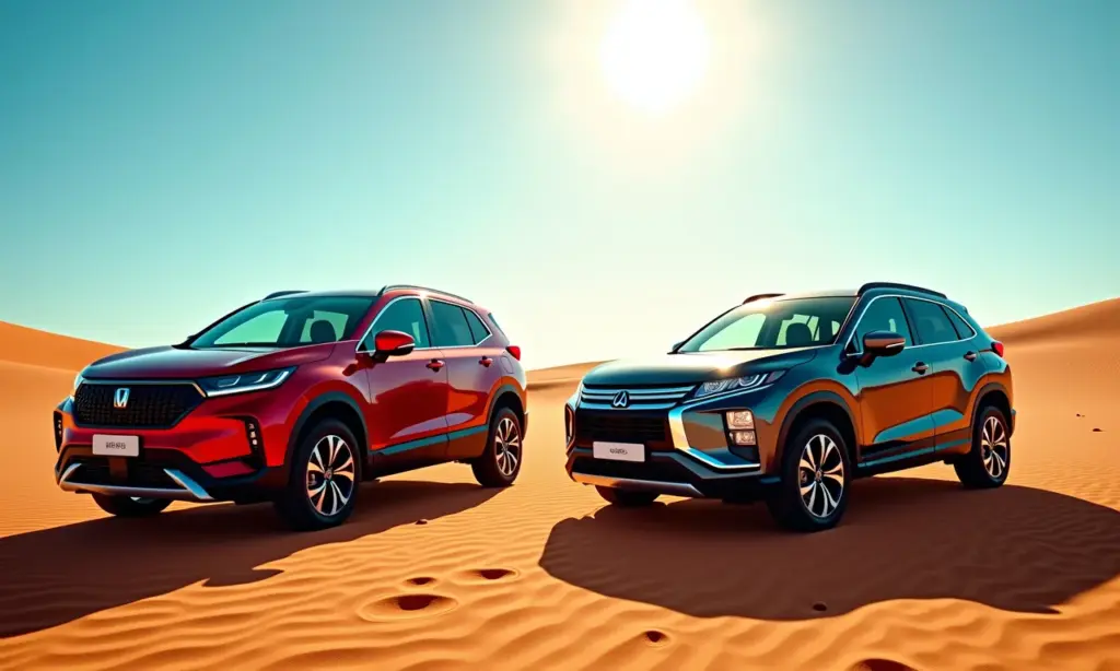 Comparativo visual entre SUV e Crossover em paisagem brasileira.