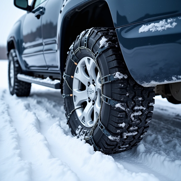 Correntes de neve KSC em pneu de 4x4.