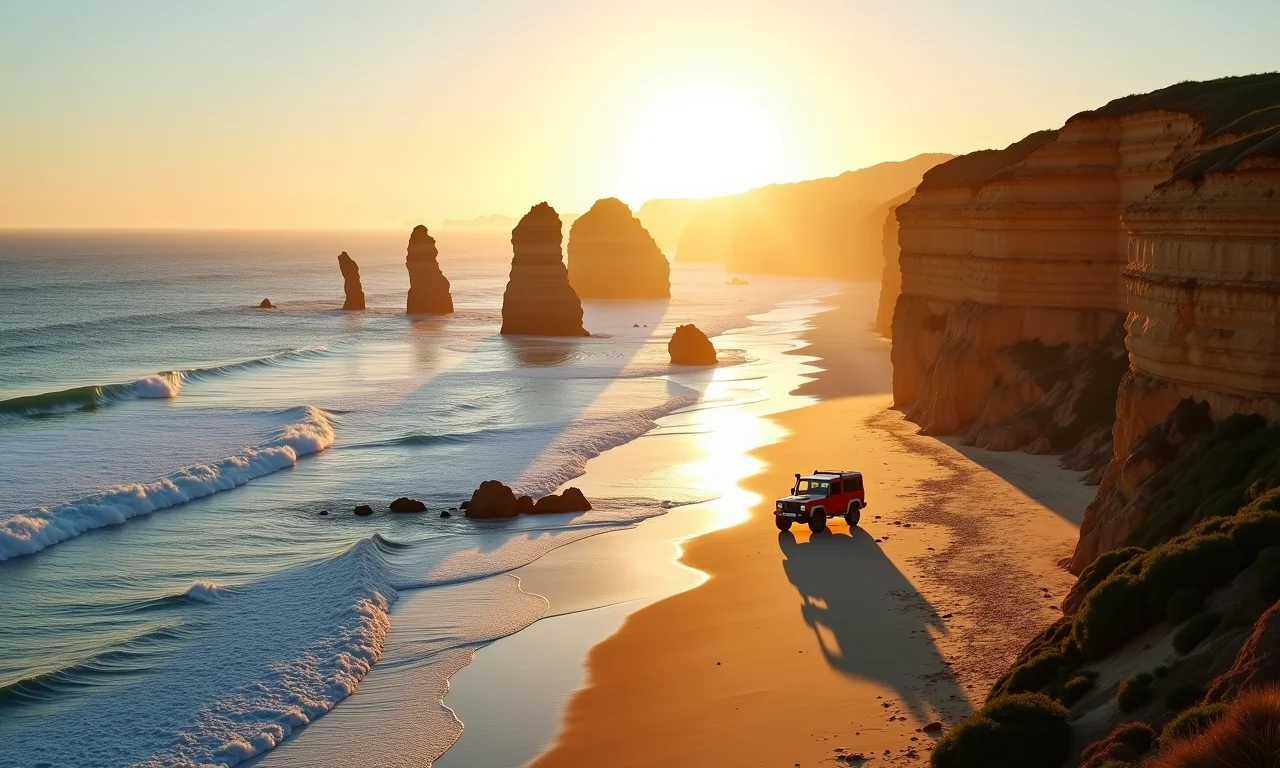 Costa de Rocha com veículo 4x4 dirigindo na praia.